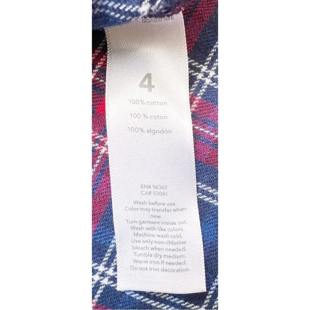 OshKosh B’Gosh Girls Toddler Kids Long Sleeve Ruffle Flannel Plaid Shirt. 4. 4T.